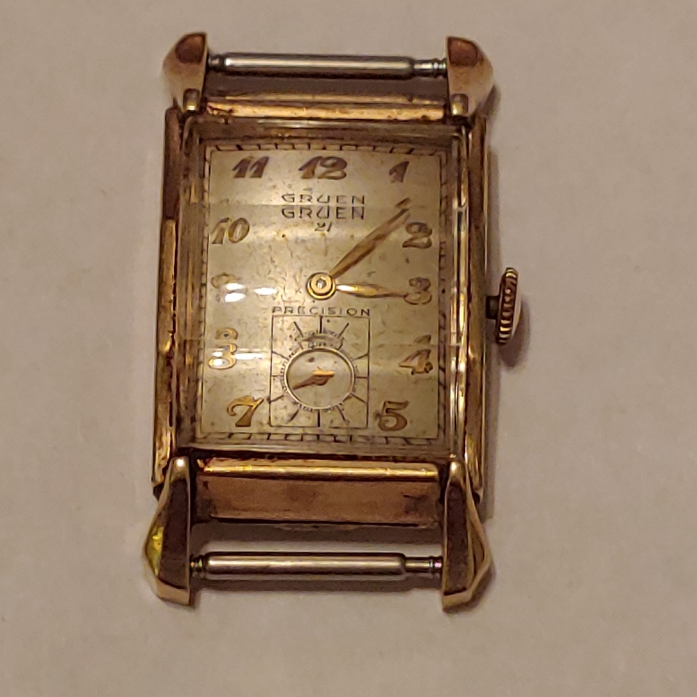Vintage Mens Gruen 21 Precision Beveled Face Watch